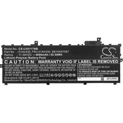 Cameron Sino Батерия за лаптоп LENOVO TP X1 20HQS01S00, ThinkPad X1 Carbon 2017-20HR002MGE, 01AV429 LiPo 11.58V 4800mAh CAMERON SINO (CS-LVX117NB)