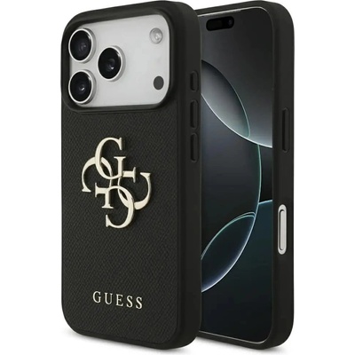 GUESS Калъф Guess Grained Big 4G & Classic Logo за iPhone 17 Pro - черен