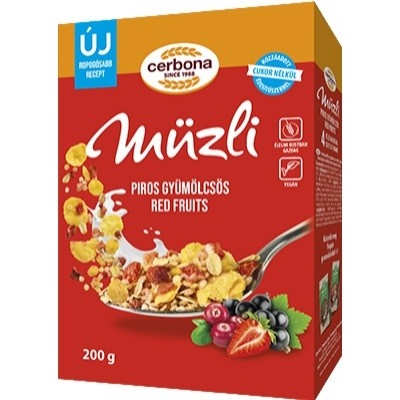 Cerbona Red Fruits Müsli so sladidlom červené ovocie 200g