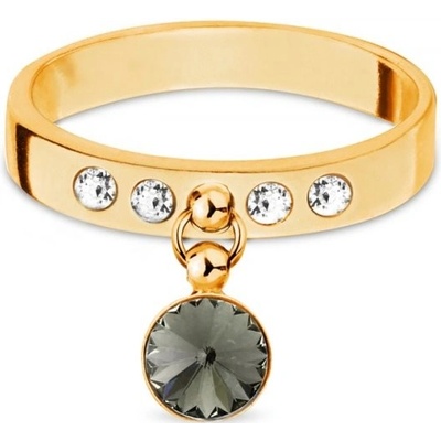 Spark prsten šedý se Swarovski Elements Glee 14313 2171 Black Diamond