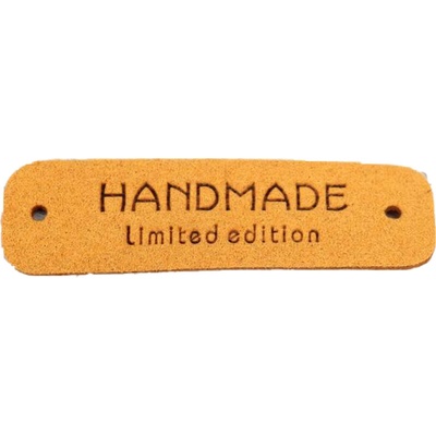 Pro Háčkování Koženková cedulka Hand Made - Limited edition - 15x55 mm hořčicová
