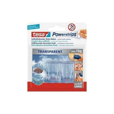 Tesa Powerstrips 2 Deko háčky transparentní s 4x Powerstrips Large