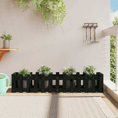 vidaXL Vyvýšený záhon plotový design bílý 150x30x30 cm masiv borovice Černá borovice