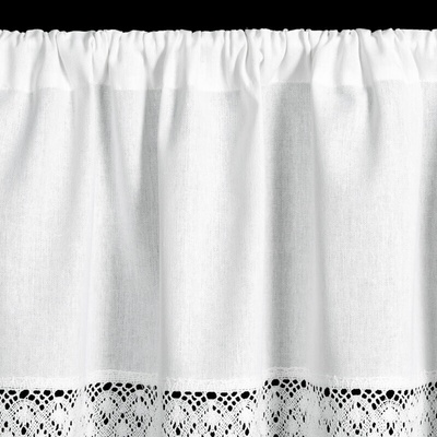 ZÁCLONA RUŽA NA PÁSKE 150X30 CM BIELA