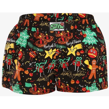 Styx Тюркоазено и черно Дамски шарени шорти Styx Коледни орнаменти Styx | Cheren | ЖЕНИ | M