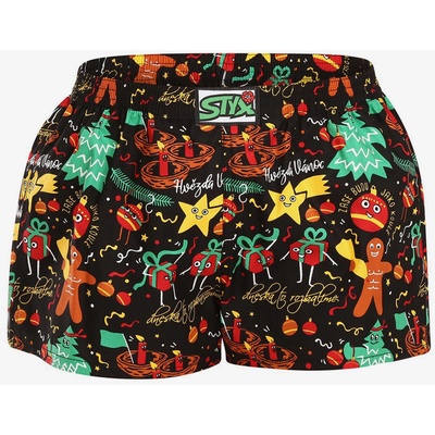 Styx Тюркоазено и черно Дамски шарени шорти Styx Коледни орнаменти Styx | Cheren | ЖЕНИ | M