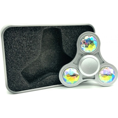 Stříbrný fidget spinner HQ čirý diamant