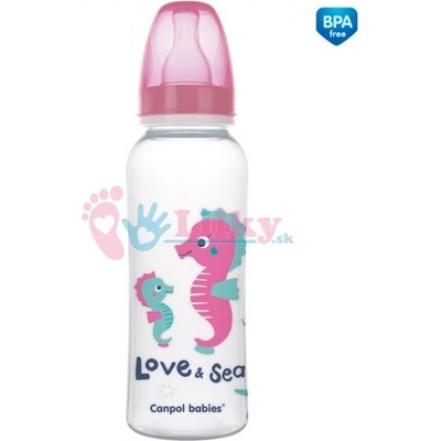 Canpol babies lahvička s potiskem Love&Sea růžová 250 ml