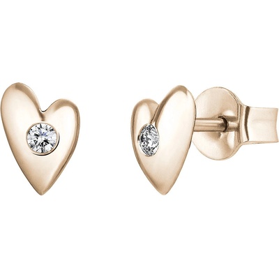Tiami náušnice z růžového zlata s diamantem Cute Heart ECHP22001