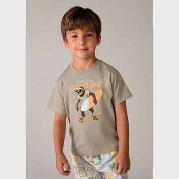 MAYORAL Тениска къс ръкав "good day" Сиво-бежов цвят за мини момче Mayoral