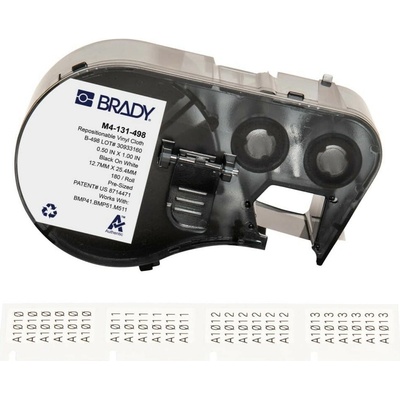 Brady M4-131-498 / 170788, 25.40 mm, Vinyl, čierna tlač / biely podklad