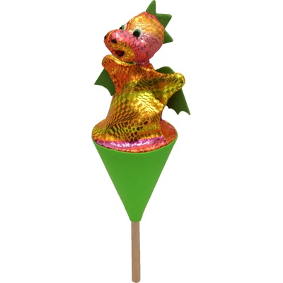 MUB2 Drak dúhový 20 cm zelený kornútový maňuška