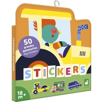 Janod Stickers veľké samolepky pre deti dopravné prostriedky 50 ks
