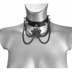 Leather & steel fashion ЧОКЪР с верига ГЛАВА НА СМЪРТТА ШИПОВЕ - lsf9 50
