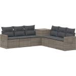 vidaXL Комплект дивани 7 бр. Сив и тъмен сив Полиротан и стомана (3448804)