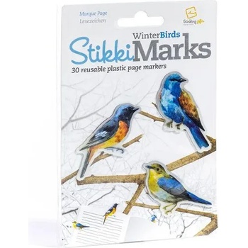 Bookchair Самозалепваща се книжна марка за многократна употреба Stikki Marks Winter Birds (WBPM)