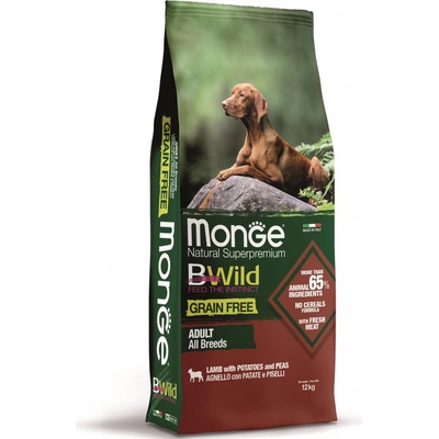 Monge BWild Grain Free All Breeds Adult jahňacie, zemiaky, hrášok 12 kg