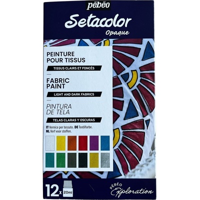 Pébéo Setacolor Комплект цветове за текстил Shimmer Mix 12x20 ml (69.3912)