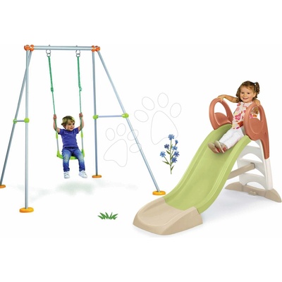 Smoby Set šmykľavka s vodnou hrou s dĺžkou šmyku 150 cm KS Slide Life a hojdačka s kovovou konštrukciou výška 180 cm