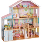 Ginger Home Дървена къща за кукли Ginger Home - Grand Villa, 4 етажа, с 28 мебели и аксесоари (W06A358C)