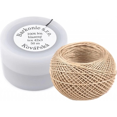 Barkonie Univerzální šicí nit kovářská 240142/7415 lněná, režná přírodní, návin 50m, plastové pouzdro – Zboží Dáma