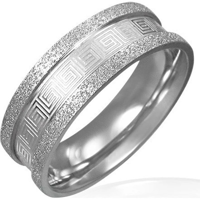 Šperky eshop Pískovaný ocelový prsten řecký klíč D11.13