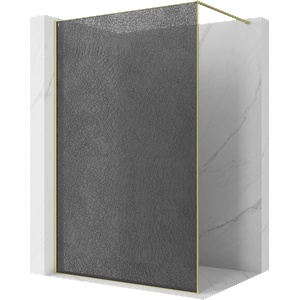 Mexen Kioto душ параван Walk-in 120 x 200 см, crackle графит 12 мм, злато четкано (800-120-101-55-44-X)
