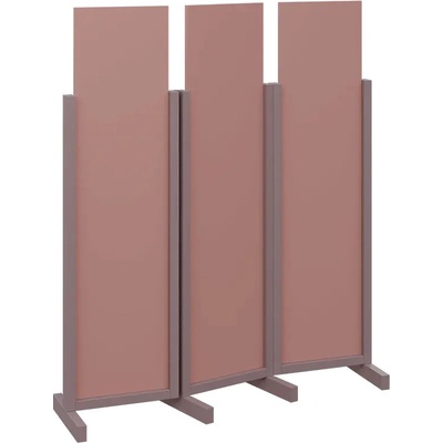 Atmosfere LINE 116 dřevěný 3-dílný paraván mobilní výška 1600 mm rám sandy lilac výplň antická růžová