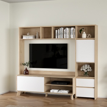 Холна секция Next Дъб Jackson Hickory и Бял гланц