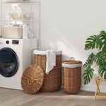 vidaXL Кош за пране с капак GENDT 2 бр. Естествено кафяво Кубу Ратан (42020974)