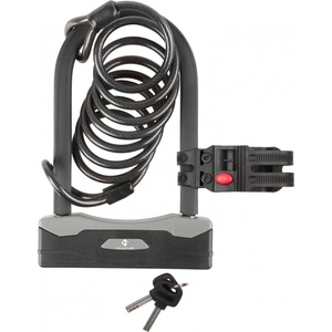 M-Wave U-образен катинар M-wave Bügelschloss mit Spiralgabel B & S Bike lock - Black - размер 8 x 1800 mm Spiralkabel (870-2975-0111)