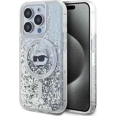 KARL LAGERFELD Кейс Karl Lagerfeld Liquid Glitter Choupette Head MagSafe за iPhone 15 Pro, прозрачен (3666339285746)