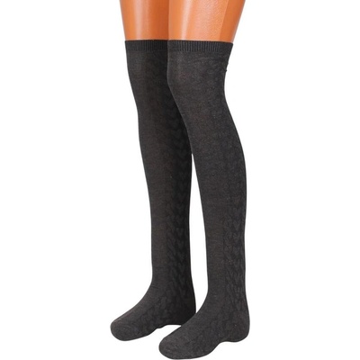 Дамски 7/8 чорапи в цвят антрацит със сърца и орнаменти