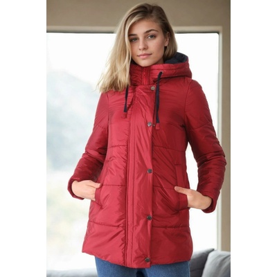 Dewberry Z6660 WOMEN'S COAT-BURGUNDY-1 tmavočervená