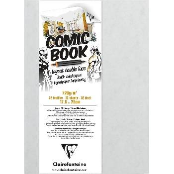 Clairefontaine Comic Book Layout Double Sided Paper Скицник 17, 6 x 25 cm 220 g (975197C)