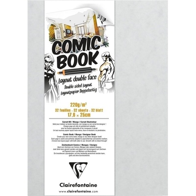 Clairefontaine Comic Book Layout Double Sided Paper Скицник 32 17, 6 x 25 cm 220 g (975197C)