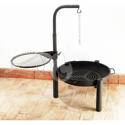 Braver Tripod 70 XL Komplet přenosné kovové ohniště + otočný grilovací rošt, držák kotlíku