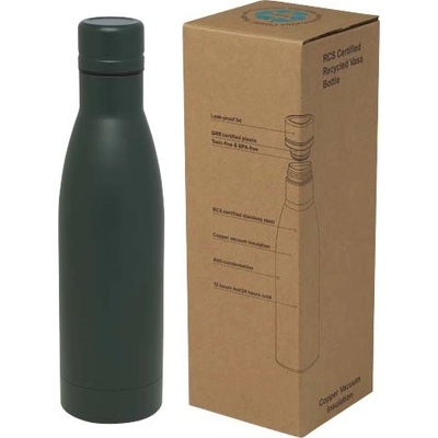 Vasa měděná vakuově izolovaná láhev z recyklované nerezové oceli zelená 500 ml