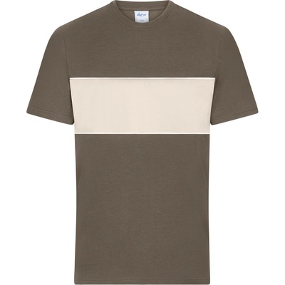 James & Nicholson tričko s kontrastním pruhem 8049 Muddy brown pískovcová