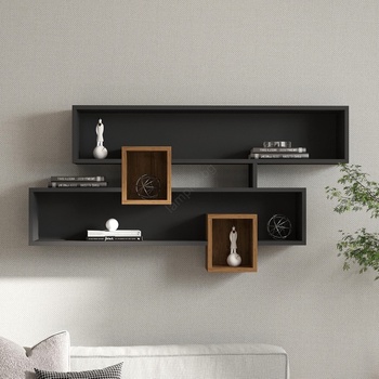 Image 1 of ASIR GROUP Етажерка KAREN 120x72, 2 см антрацит/кафяв (AS1538)