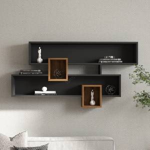 ASIR GROUP Етажерка KAREN 120x72, 2 см антрацит/кафяв (AS1538)