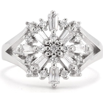 Rafity Stříbrný prsten Crystal Snowflake se zirkony R0093 05