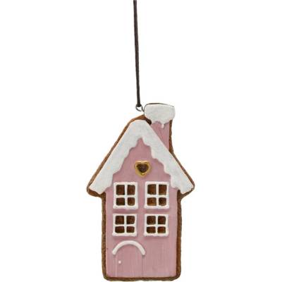Závěsná vánoční dekorace perníkový domek růžový 12,5 cm – sada 8 ks Chomik