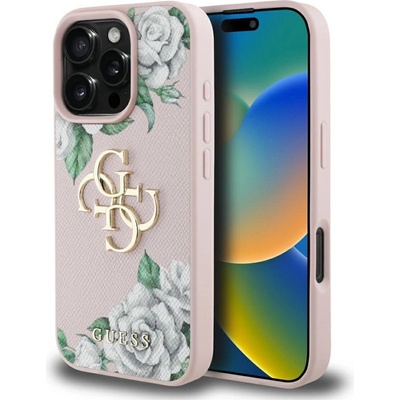 GUESS Калъф Guess Grained Roses Big 4G logo iPhone 16 Pro Max - розов (3666339427108)