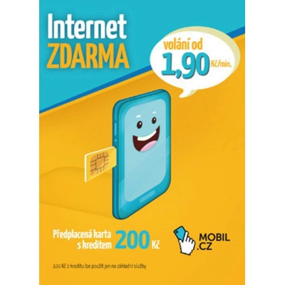 MOBIL.CZ Předplacená karta s kreditem 200Kč