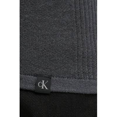 Пуловер Calvin Klein Jeans дамски в сиво от лека материя с ниско поло J20J224300 (J20J224300)