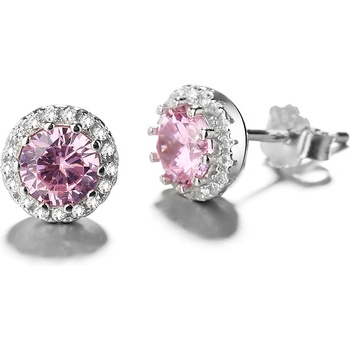 DELIS Сребърни обеци, jw787, модел с розов цирконий, родиево покритие (jw787)