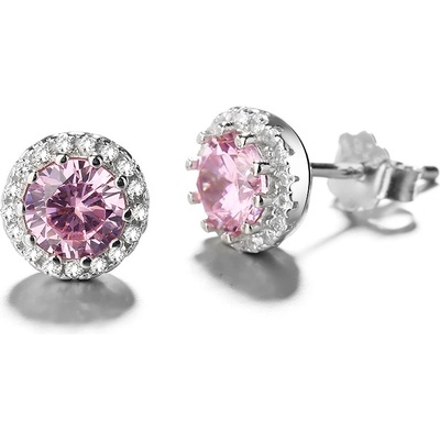 DELIS Сребърни обеци, jw787, модел с розов цирконий, родиево покритие (jw787)