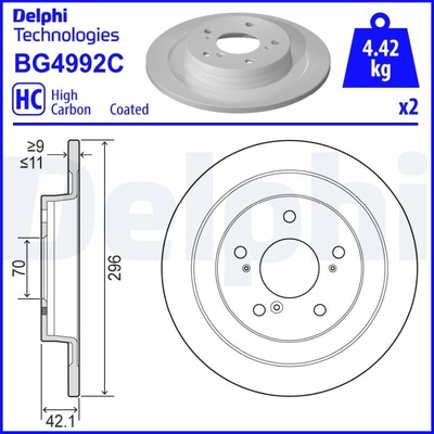Brzdový kotúč (cena za 1ks) DELPHI BG4992C