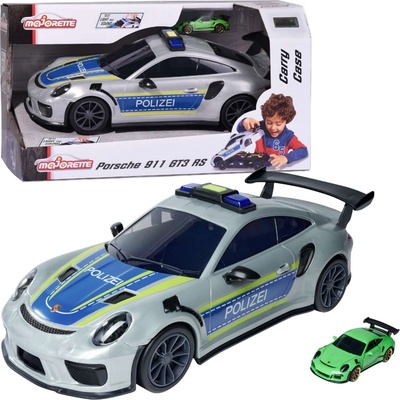 Majorette Autíčko policejní s boxem na autíčka Porsche 911 GT3 RS Polizei Carry Case se zvukem a světlem a 1 autíčkem